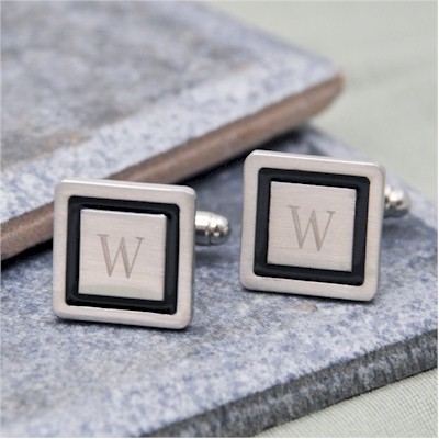 Personalized Gifts - Black Border Designer Cuff Links (1111S)
