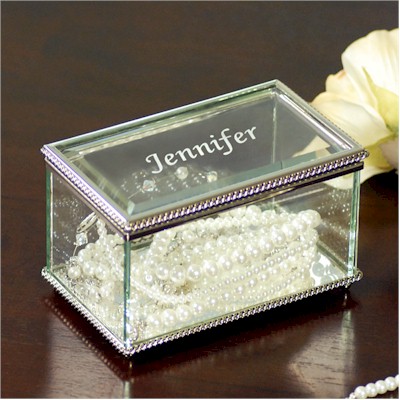 Personalized Engraved Necklaces on Personalized Gifts   Engraved Beveled Glass Jewelry Box  More Than