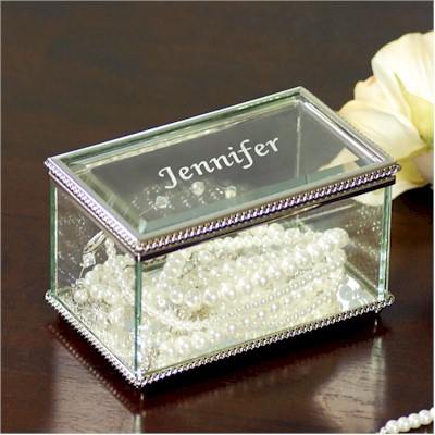 Personalized Gifts - Engraved Beveled Glass Jewelry Box