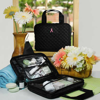 Personalized Gifts - Breast Cancer Quilted Hanging Cosmetic Case