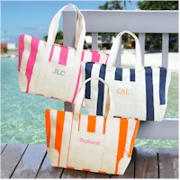 Personalized Gifts - Personalized Striped Canvas Tote Bag (2176N-R)