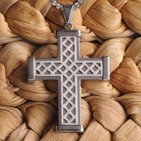 Silver Weave Cross Necklace (GC979)