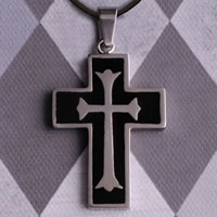 Cross Necklace with Black Inlay (GC980)