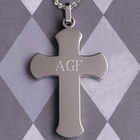 Rounded Edge Cross Necklace (GC981)