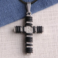 Black Wrapped Cross Necklace (GC984)