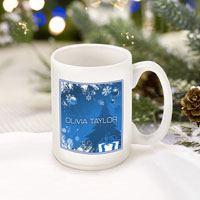 Winter Holiday Coffee Mugs - Blue Holiday Surprises