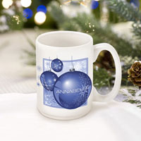 Winter Holiday Coffee Mugs - Blue Ornament