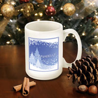 Winter Holiday Coffee Mugs - Blue Snowscapes