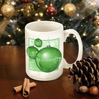 Winter Holiday Coffee Mugs - Green Ornament