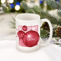 Winter Holiday Coffee Mugs - Red Ornament