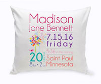 Personalized Baby Nursery Throw Pillow - Baby Girl Announcement