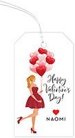 Valentine's Day Hanging Gift Tags by Modern Posh (Holiday Girl with Heart Balloons Blonde)