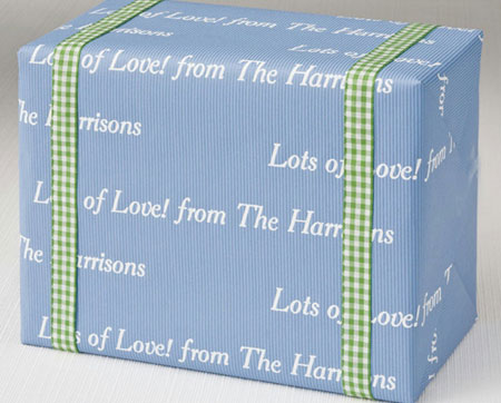 Name Maker Personalized Gift Wrap - Biloxi Blue (Recycled Paper)