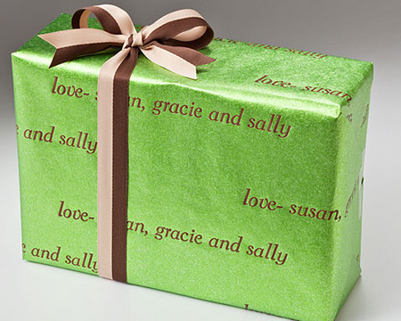 Name Maker Personalized Gift Wrap - Green Sparkle