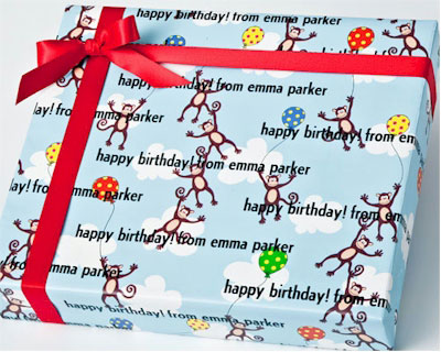 Name Maker Personalized Gift Wrap/Wrapping Paper - Monkey See Monkey Do (GW-MONKEYSEE)