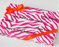 Name Maker Personalized Gift Wrap/Wrapping Paper - Pink Zebra (GW-PINKZEBRA)