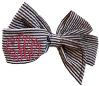E. Olsen Designs - Personalized Hair Bows (Brown Seersucker Monogrammed Hair Bow) Brown