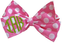 E. Olsen Designs - Personalized Hair Bows (Pink Dot Monogrammed Hair Bow) Pink Dot