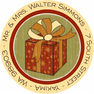 Name Doodles - Holiday Round Address Labels/Stickers (Gift Box)