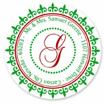 Name Doodles - Holiday Round Address Labels/Stickers (Allenwood Green)