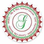 Name Doodles - Holiday Round Address Labels/Stickers (Allenwood Red)