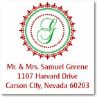 Name Doodles - Holiday Square Address Labels/Stickers (Allenwood Red)