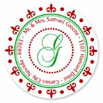 Name Doodles - Holiday Round Address Labels/Stickers (Woodbury Red)