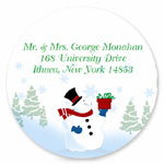 Name Doodles - Holiday Round Address Labels/Stickers (Jolly Snowman)