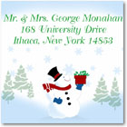 Name Doodles - Holiday Square Address Labels/Stickers (Jolly Snowman)