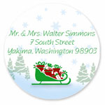 Name Doodles - Holiday Round Address Labels/Stickers (Sleigh)