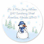 Name Doodles - Holiday Round Address Labels/Stickers (Winterscape)