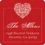 Noteworthy Collections - Holiday Address Labels (Filigree Heart Red) (SQ-393)
