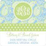 Noteworthy Collections - Holiday Address Labels (Beachy Paisley Blue & Green) (SQ-556)