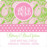 Noteworthy Collections - Holiday Address Labels (Beachy Paisley Pink & Green) (SQ-557)