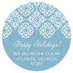 Prints Charming Holiday Address Labels - Blue Damask (L9111)