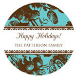 Prints Charming Holiday Address Labels - Blue/Brown Floral (L9159)