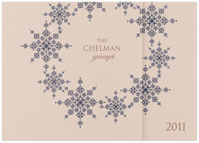 Checkerboard Corporate Holiday Greeting Cards - Snowy Wreath (HLC-FAF-Q)
