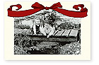 Checkerboard Holiday Photo Card - Antique Red Bow (HLP-ADP-L)