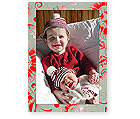 Checkerboard Holiday Photo Card - Crimson Botanical (HLP-VCY-O)