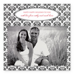 Checkerboard Holiday Photo Card - Black And White Damask (HLP-BCJ-F)