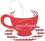 Checkerboard Holiday Greeting Cards - My Cup o' Tea (HLG-AEH-V)