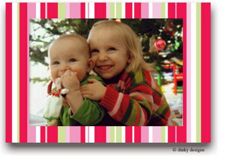 Dinky Designs Holiday Cards - Pointsettia Stripes