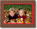 Jane Boatman Geller Holiday Photo Card - Brown & Red Criss Cross (16618)