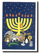 Paper People Holiday Cards - Animals With Menorah