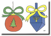 Paper People Holiday Cards - Christmas Ball/Dreidel