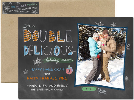 Digital Holiday Photo Cards - Double Delicious Hanukkah (#H15)