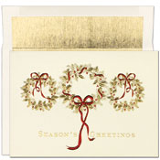 Masterpiece Studios - Pre-Printed Holiday Cards (3 Gold Wreaths - Holiday Collection) (800700)
