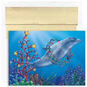 Masterpiece Studios - Pre-Printed Holiday Cards (Dolphin Wrapped In Ribbon - Warmest Wishes) (810100)
