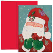 Masterpiece Studios - Pre-Printed Holiday Cards (Patchwork Santa With Cardinal - Hollyville) (813900)
