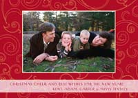 Noteworthy Collections - Digital Holiday Photo Cards (Gold on Red Swirls) (DG-169)